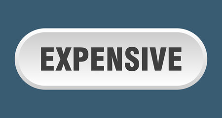 expensive button. rounded sign on white background