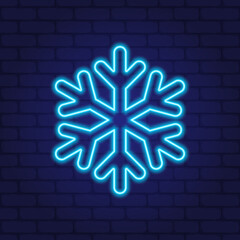 Neon snow icon. Colorful glowing snowflake vector icon. Vector illustration