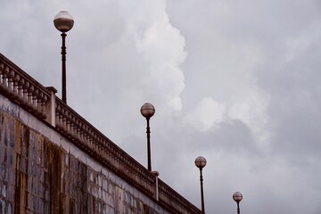 streetlight on the street in Bilbao city Spain
