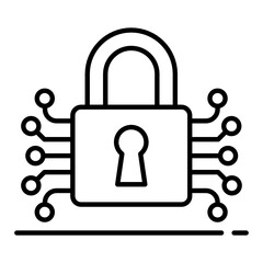 
Padlock with network nodes, cryptography icon
