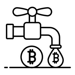 
Bitcoin faucet icon in flat design, passive income concept vector 
