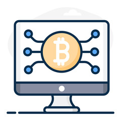
An icon of bitcoin trading in flat style 
