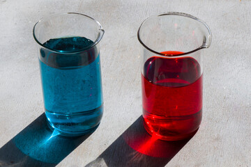 Matrix film choice, Color water glassware, reagents in the laboratory equipment