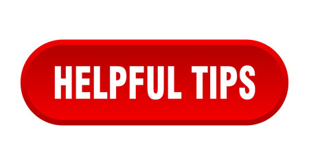 helpful tips button. rounded sign on white background