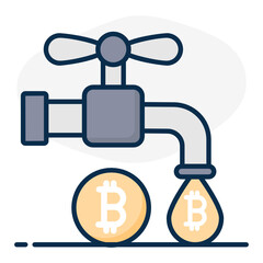 
Bitcoin faucet icon in flat design, passive income concept vector 
