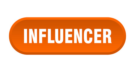 influencer button. rounded sign on white background