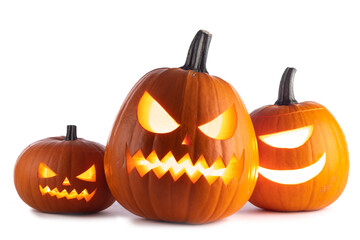 Three Halloween Pumpkins