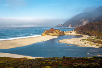 Nice landscape around Pacific ocean coast , the coastline along which the continental Western United States meets the North Pacific Ocean , California , USA