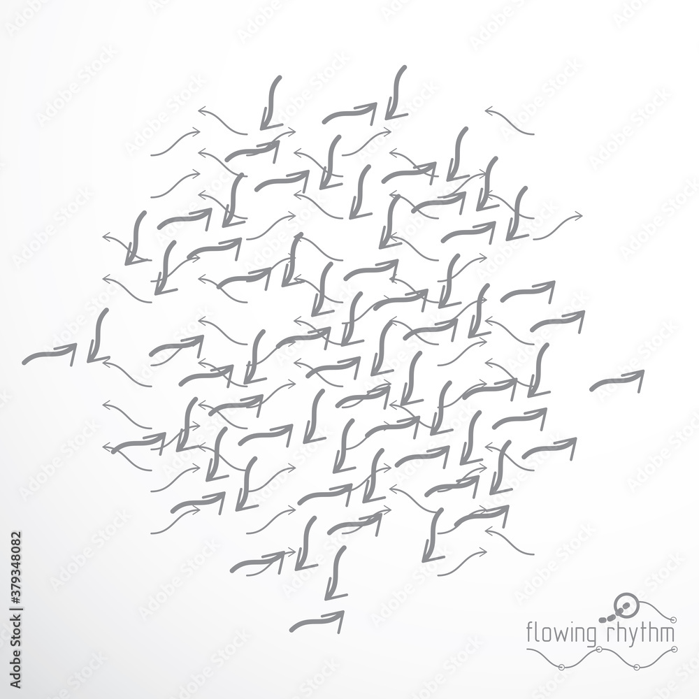 Poster flowing rhythm, abstract wave lines vector background for use in graphic and web design.