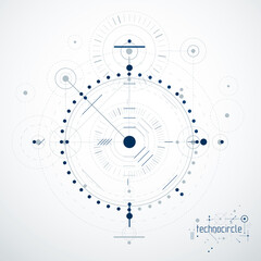 Mechanical engineering technology vector abstract background, cybernetic abstraction with innovative industrial schemes.