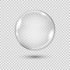 Transparent glass sphere with shadow on a plaid background.Vector illustration.