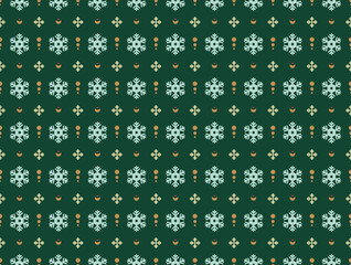 Christmas design seamless pattern, Winter season festive design with snowflake in green background