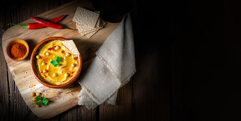 Delicious hummus paste with lemon and chilli