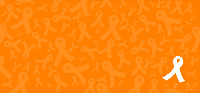 World Cancer Day Or Hope Orange Ribbon Awareness Month Symbol Of Leukemia, Animal Abuse Cancer Association, Multiple Sclerosis RSD, Hyperactivity ADHD And Pain Syndrome Ribbons World Kidney Day, March