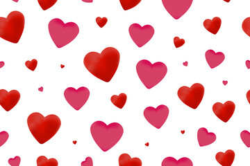Vector realistic isolated seamless pattern with hearts for decoration and covering. Concept of Happy Valentine's Day, wedding and anniversary.
