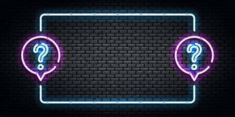 Vector realistic isolated neon sign of Quiz frames logo for template decoration and covering on the wall background. Concept of trivia night and question.
