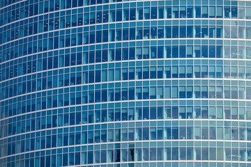 Glass facades of office buildings for background