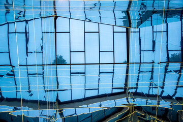 Transparent glass roof abstract geometric background. Modern architecture.