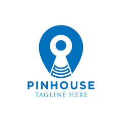 Pin key icon logo vector symbol, protection 