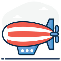 
Air blimp flat editable icon, airship vector concept 
