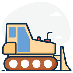 
A heavy truck icon in flat style, bulldozer concept vector 
