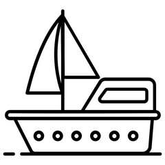 
Yacht icon in flat design, watercraft vector 
