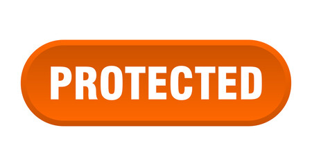 protected button. rounded sign on white background