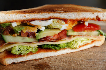 sandwich with ham and vegetables