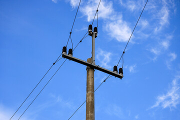 High voltage line against the sky.