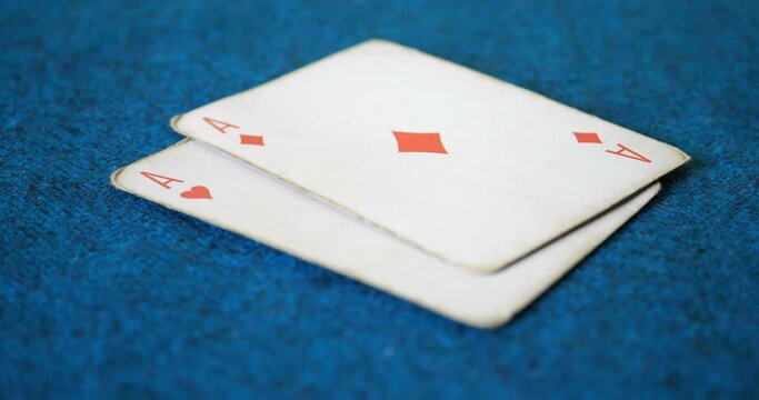 playing cards on the table, two aces