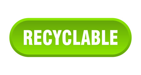 recyclable button. rounded sign on white background