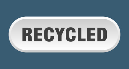 recycled button. rounded sign on white background