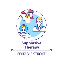 Supportive therapy concept icon. Physiological well-being improvement idea thin line illustration. Psychological self-esteem reinforcement. Vector isolated outline RGB color drawing. Editable stroke