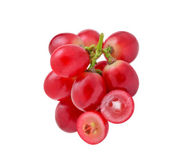 Red grapes isolated on white background.