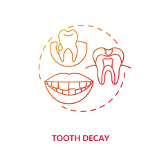 Tooth decay concept icon. Energy drinks negative side effects idea thin line illustration. Enamel destruction. Tooth breakage and loss. Dental erosion. Vector isolated outline RGB color drawing