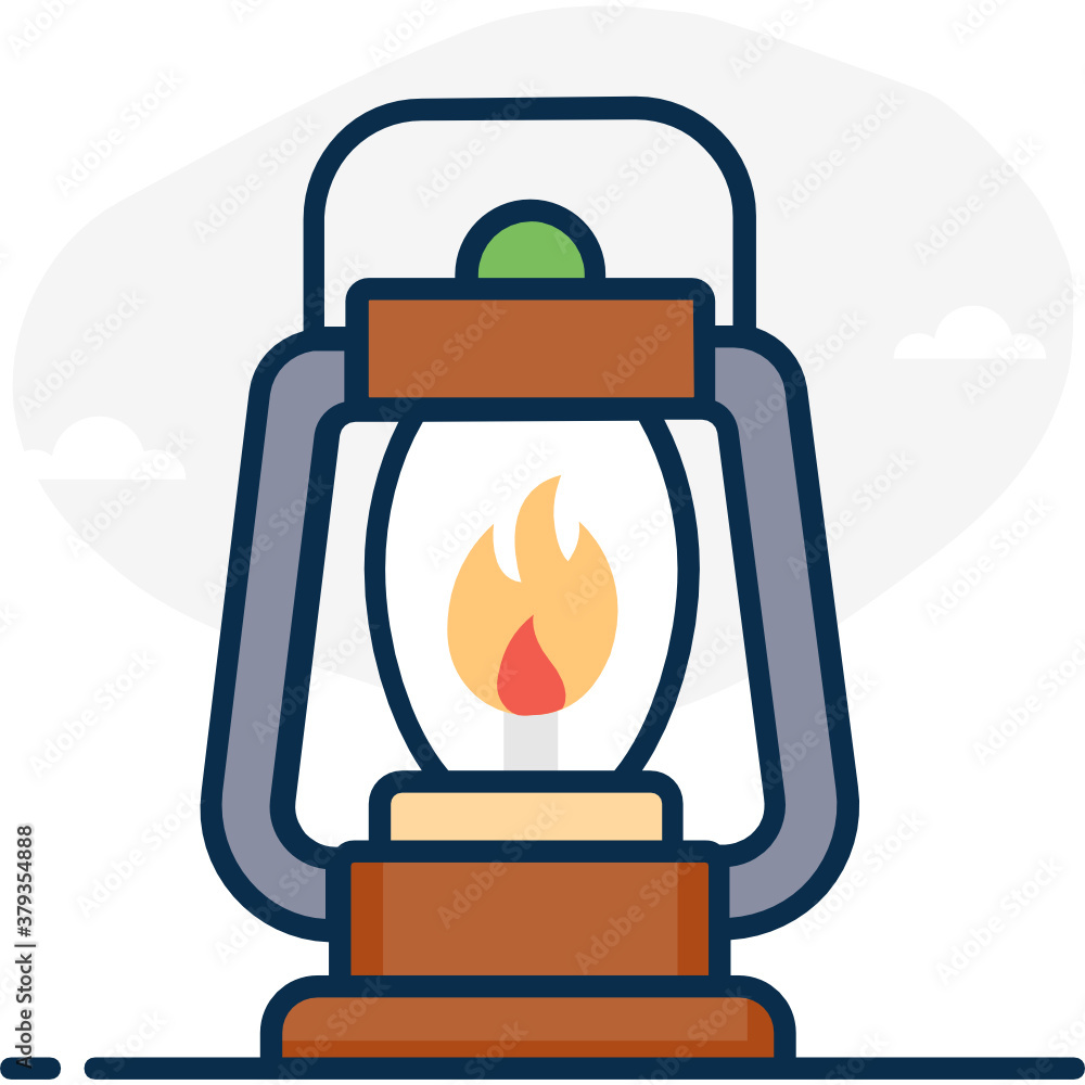 Poster a portable light icon, lantern flat vector style