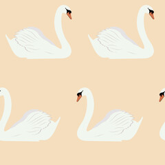 Seamless vector illustration with swans