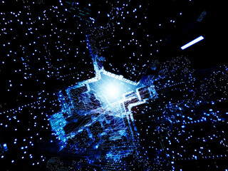 abstract sci-fi city background graphic 3D rendering