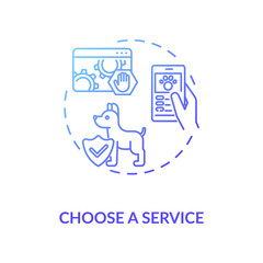 Choose a service concept icon. Grooming salon services app idea. Pets helping center services. Animal shelter idea thin line illustration. Vector isolated outline RGB color drawing