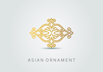 Islamic ornament vector, persian motiff. Asian floral designs. Abstract Asian elements of the national pattern of the ancient nomads of the Kazakhs, Tatars. Circular ornamental arabic symbol.