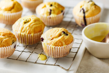 Homemade muffins with blueberries.