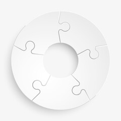 Five sided 3d puzzle presentation infographic template with explanatory text field for business statistics