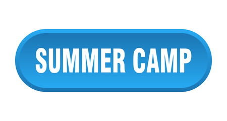 summer camp button. rounded sign on white background