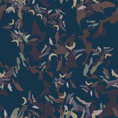 Urban camouflage of various shades of blue, brown, green and beige colors