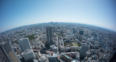 Fototapeta na wymiar 東京風景　魚眼撮影　池袋から望む都心全景