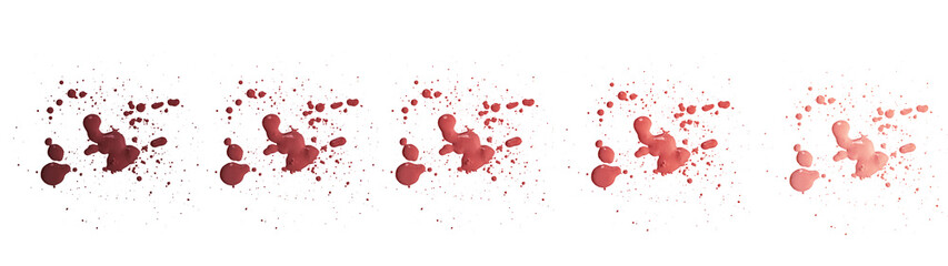 Lipstick blobs smear smudge swatch isolated on white background banner panorama. Cream makeup...