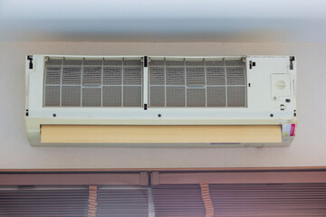 air conditioner cover was removed until visible to air filter waiting clear or repair