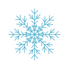 December blue snowflake isolated on white background. Winter decor elements for postcards, wrapping paper, banner, magazine and more. Stock vector illustration for decoration and design