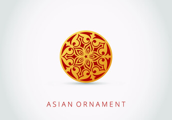 Ornament of curls and spirals on background. 3d ramadan islamic round pattern elements.  Abstract Asian elements of the national pattern of the ancient nomads of the Kazakhs, Tatars, Bashkirs. Vector.