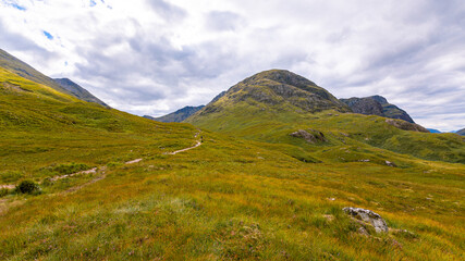 Beautiful Highlands in Glencoe Valley in Scotland